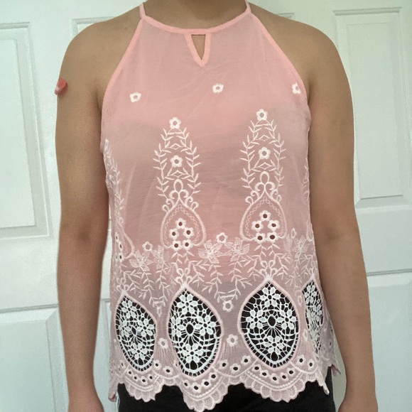 Pink Embroidered Lace Top - Picture 2 of 2
